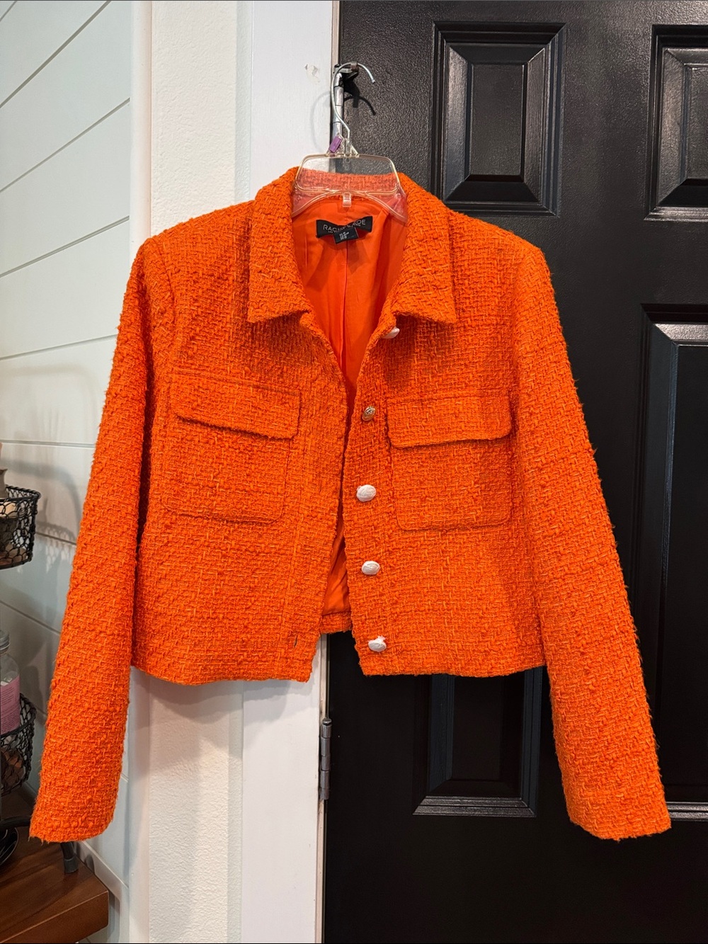 Rachel Zoe Orange Tweed Cropped Blazer